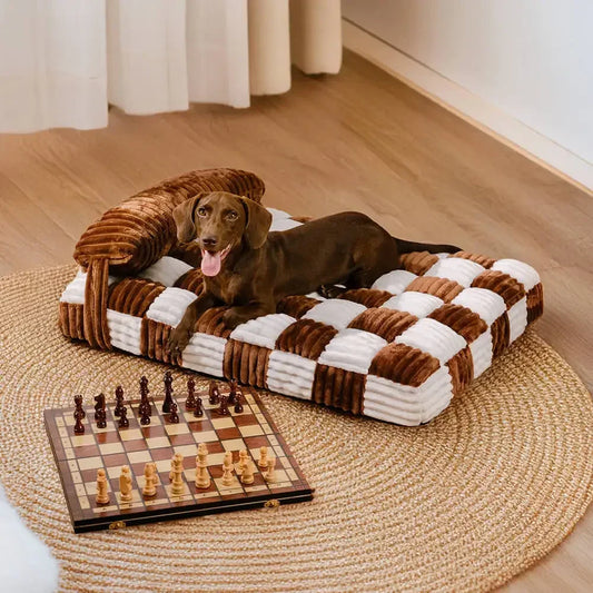 Handmade Plush Dog Bed – Square Orthopedic with Pillow