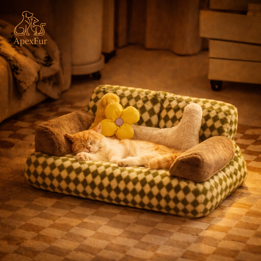 Winter Plush Cat & Dog Bed – Orthopedic Cushion Sofa