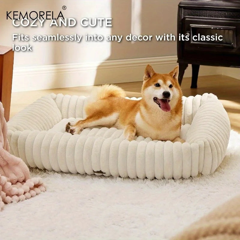 Orthopedic Plush Dog Bed – High-Resilience Foam