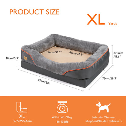 Jumbo Orthopedic Dog Bed – Memory Foam Bolster Sofa