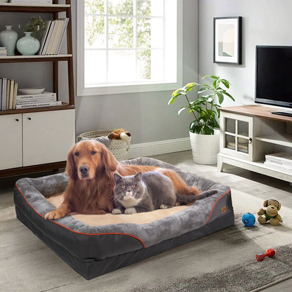 Jumbo Orthopedic Dog Bed – Memory Foam Bolster Sofa