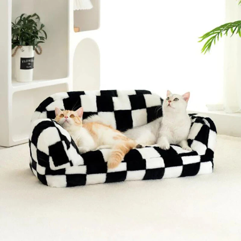 Winter Plush Cat & Dog Bed – Orthopedic Cushion Sofa