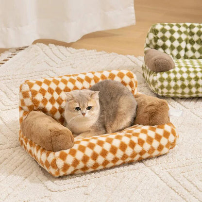 Winter Plush Cat & Dog Bed – Orthopedic Cushion Sofa