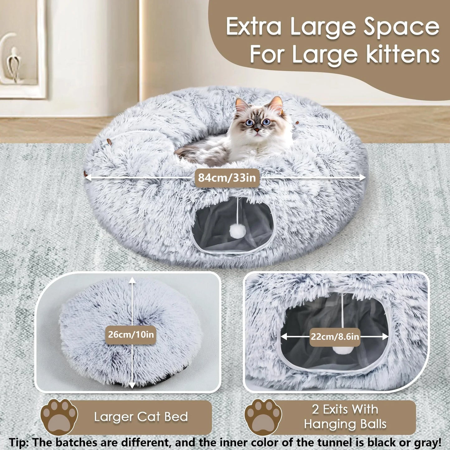 Cat Tunnel Bed – Round Donut Hideaway