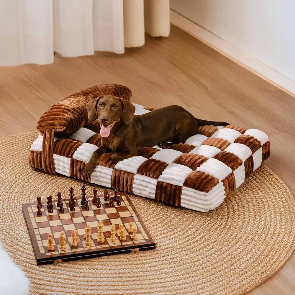 Handmade Plush Dog Bed – Square Orthopedic with Pillow