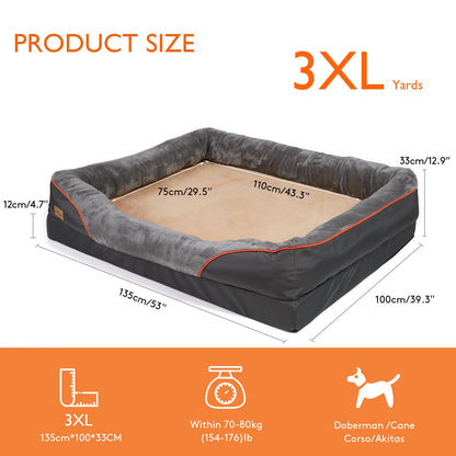 Jumbo Orthopedic Dog Bed – Memory Foam Bolster Sofa