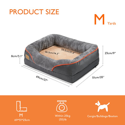 Jumbo Orthopedic Dog Bed – Memory Foam Bolster Sofa