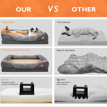 Jumbo Orthopedic Dog Bed – Memory Foam Bolster Sofa
