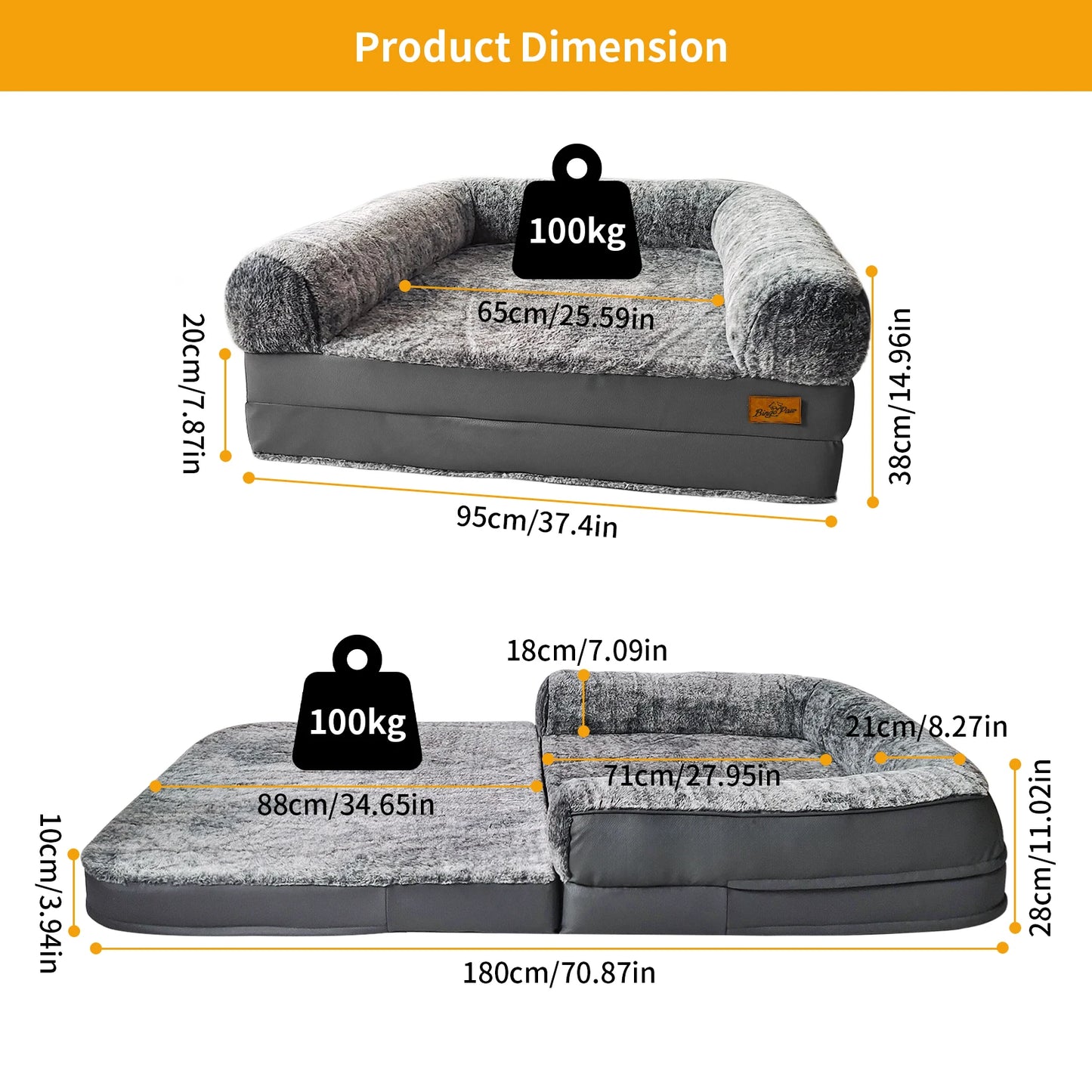 Giant Human-Size Dog Bed – 180cm Foldable Orthopedic