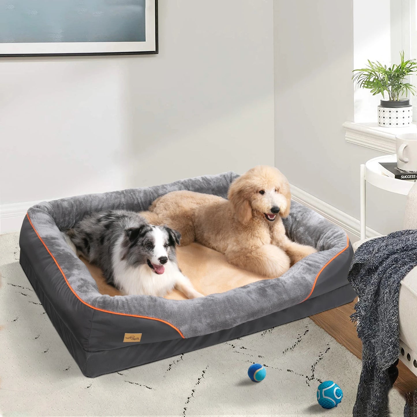 Jumbo Orthopedic Dog Bed – Memory Foam Bolster Sofa