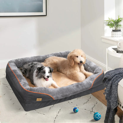 Jumbo Orthopedic Dog Bed – Memory Foam Bolster Sofa