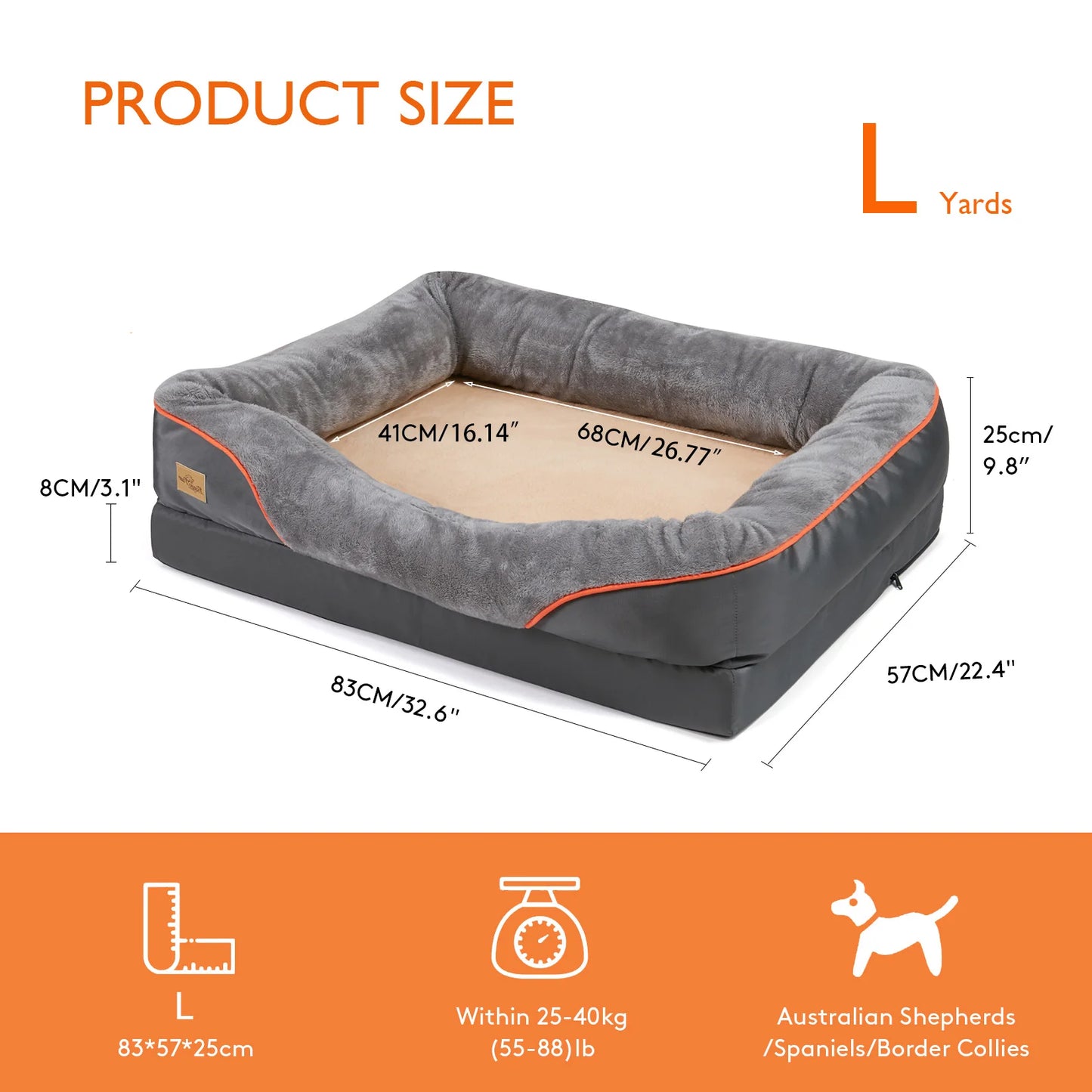 Jumbo Orthopedic Dog Bed – Memory Foam Bolster Sofa