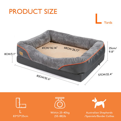 Jumbo Orthopedic Dog Bed – Memory Foam Bolster Sofa