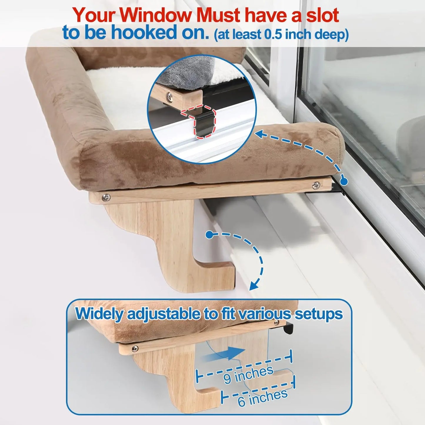 Cat Window Perch – Orthopedic Hammock with Bolster
