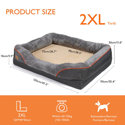 Jumbo Orthopedic Dog Bed – Memory Foam Bolster Sofa