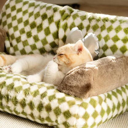 Winter Plush Cat & Dog Bed – Orthopedic Cushion Sofa